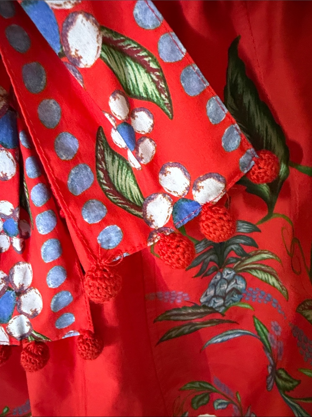 FARM Rio Red Floral Puff-Sleeve Romper with Tie Waist New With Tag - Picture 8 of 11